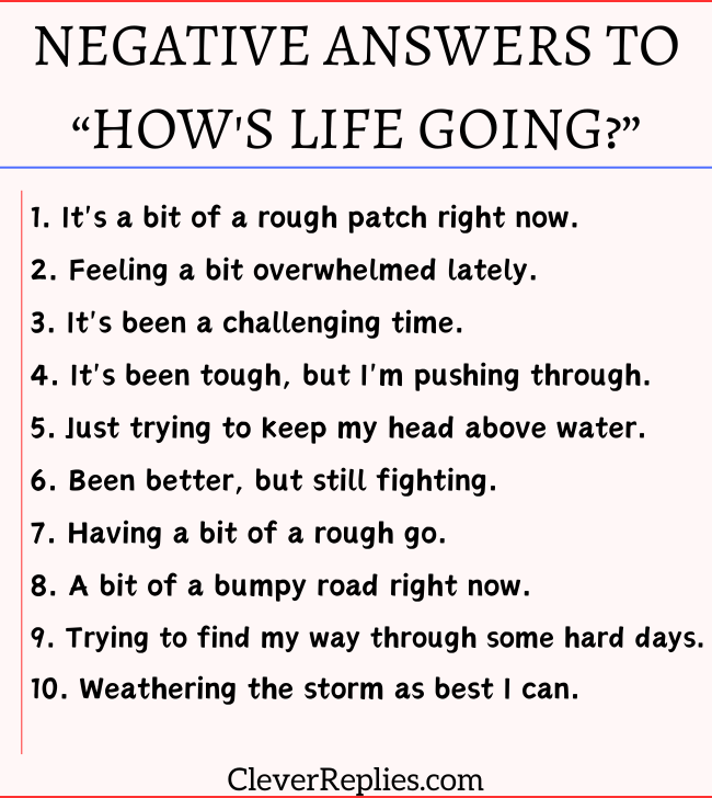 Negative answers to “How's Life Going?”