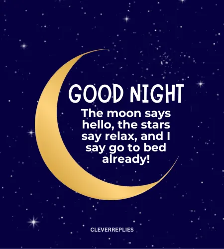 A humorous Good Night message with a funny yet caring quote, ideal for making a friend smile before they sleep.